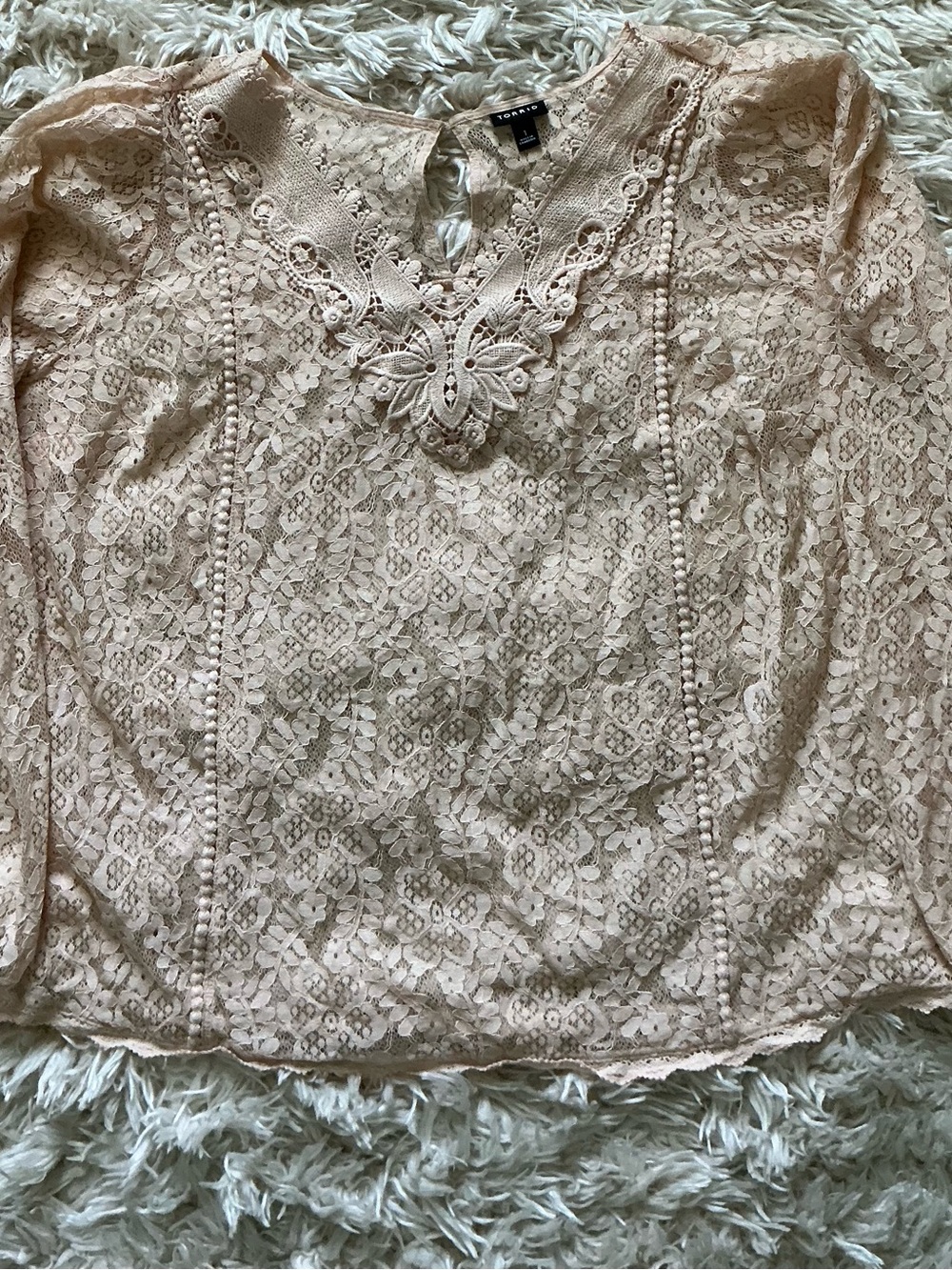 torrid Lace Crochet Trim Blouse - Light Beige